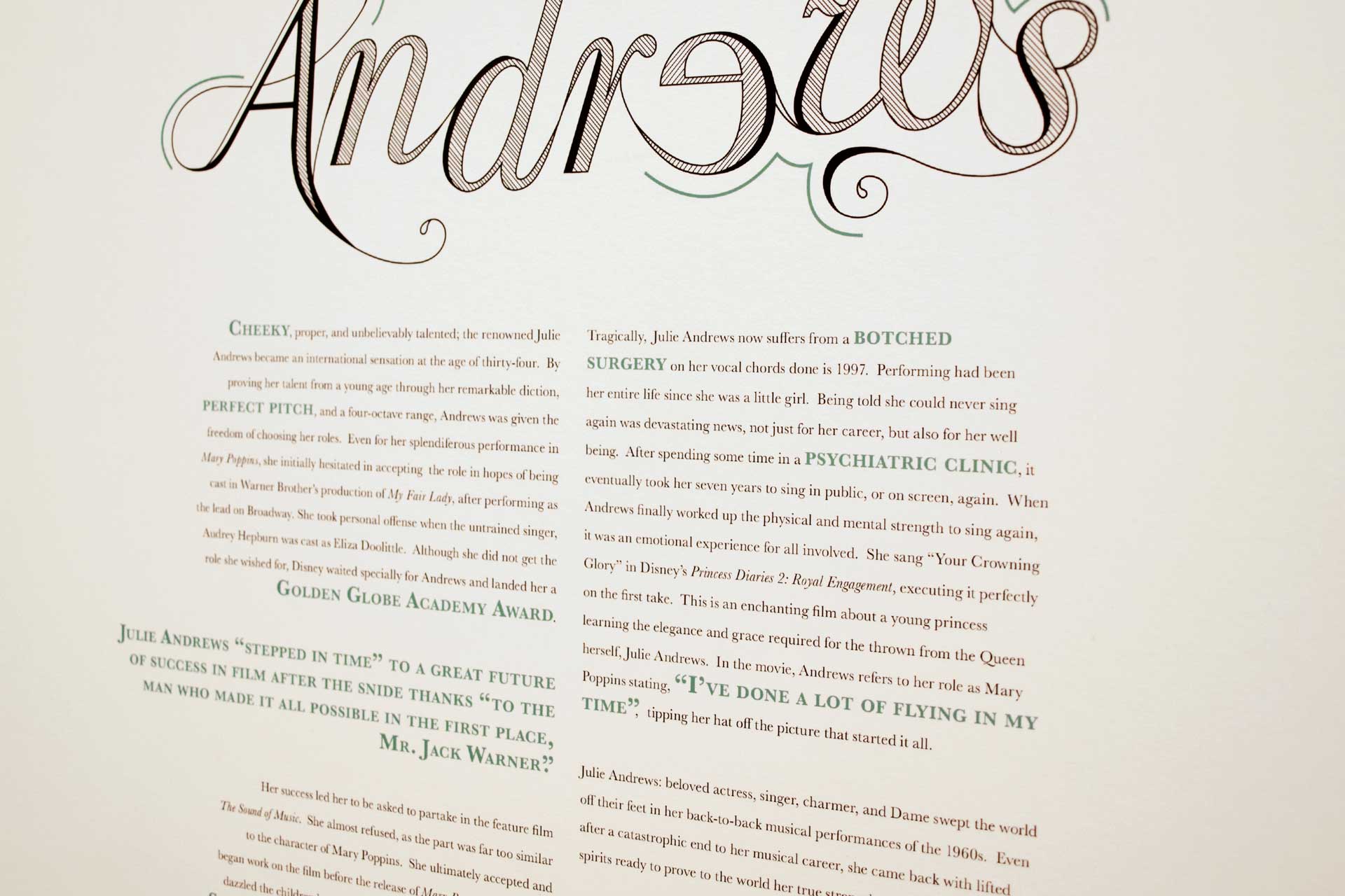 Julie Andrews Typographic Poster