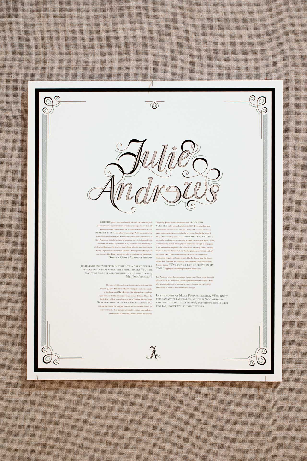 Julie Andrews Typographic Poster